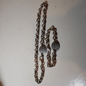 Tiffany & Co. Matching oval tag necklace and bracelet